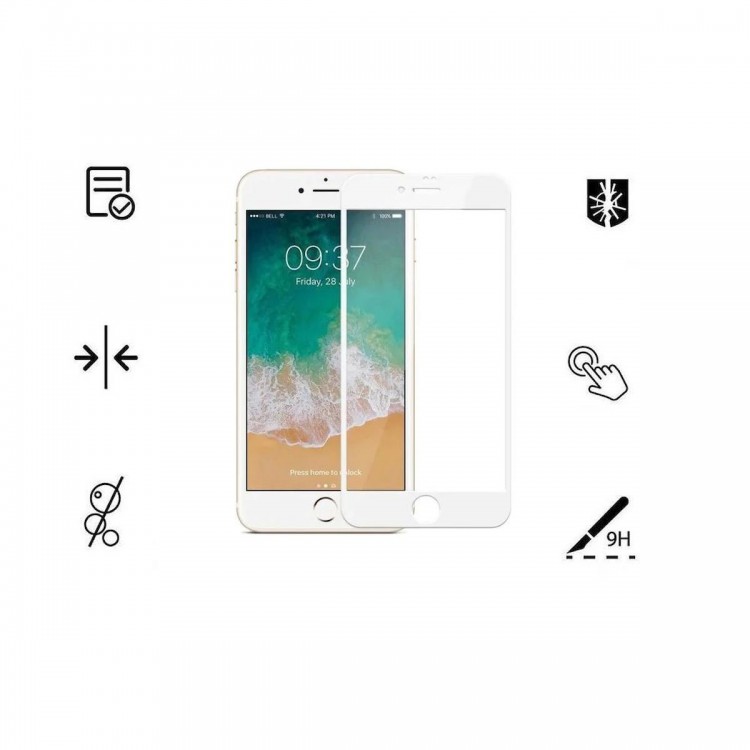 İphone 7 Plus İle Uyumlu Beyaz Kırılmaz Cam 9D Tam Kapatan Süper Glass İphone 7 Plus İle Uyumlu Beyaz Kırılmaz Cam 9D Tam Kapatan Süper Glass