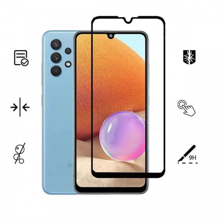 Samsung Galaxy A32 İle Uyumlu Kırılmaz Cam 9D Tam Kapatan Süper Glass