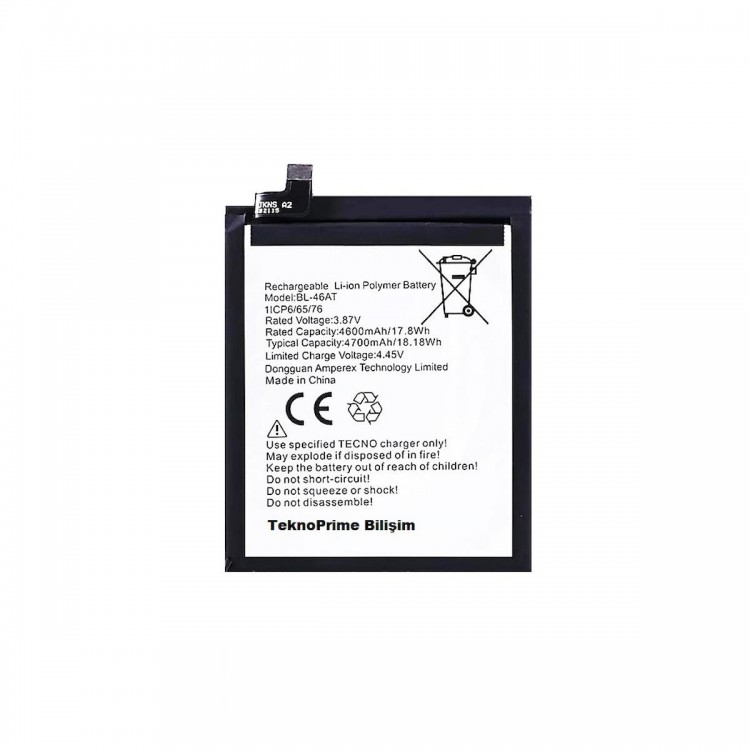 Tecno Phantom X ile Uyumlu İthal Pil Batarya AC8 BL-46AT