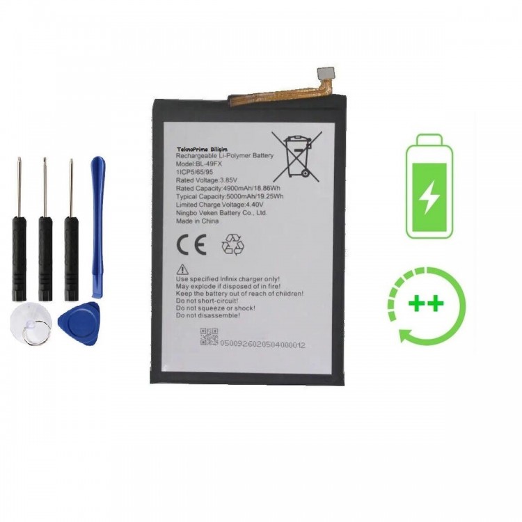 İnfinix Smart 6 İle Uyumlu  Güclendirilmis İthal Pil Batarya BL-49FX