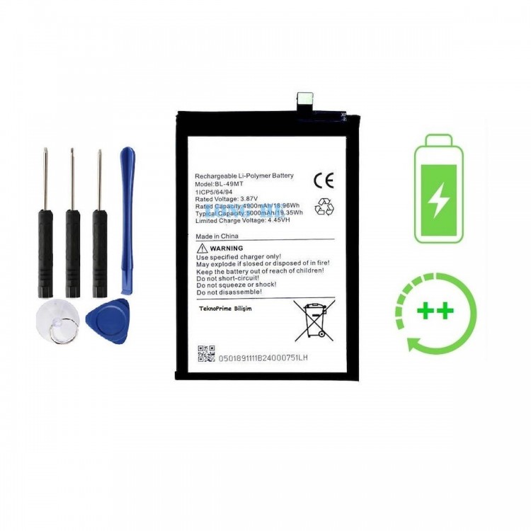 Tecno Spark 10C ile Uyumlu  Güclendirilmis İthal Pil Batarya BL-49ST