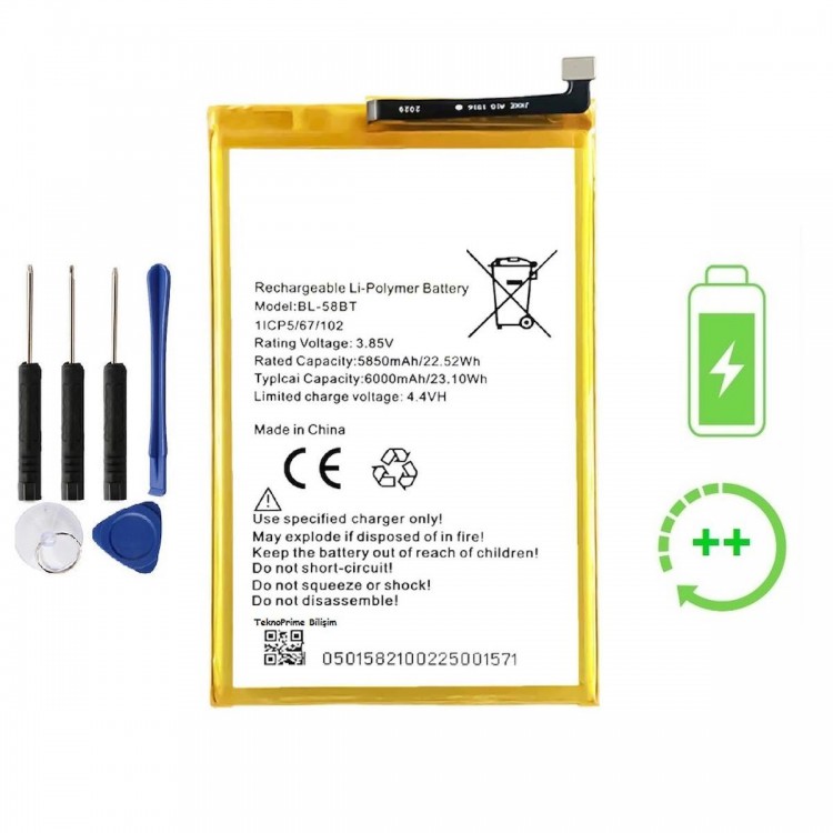 Tecno Pouvoir 4 Po ile Uyumlu  Güclendirilmis İthal Pil Batarya  BL-58BT