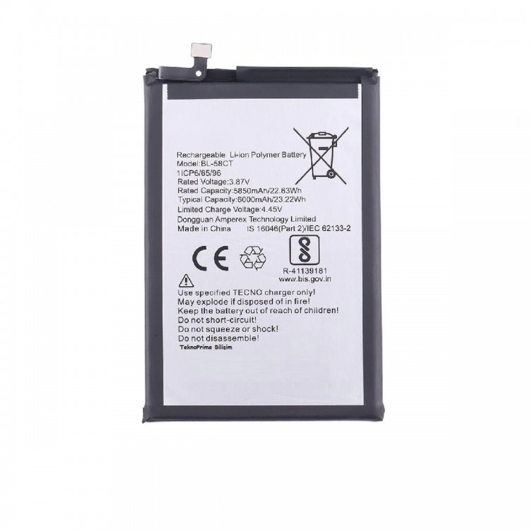 Tecno Spark 7 ile Uyumlu İthal Pil Batarya KF6j KF6n BL-58CT