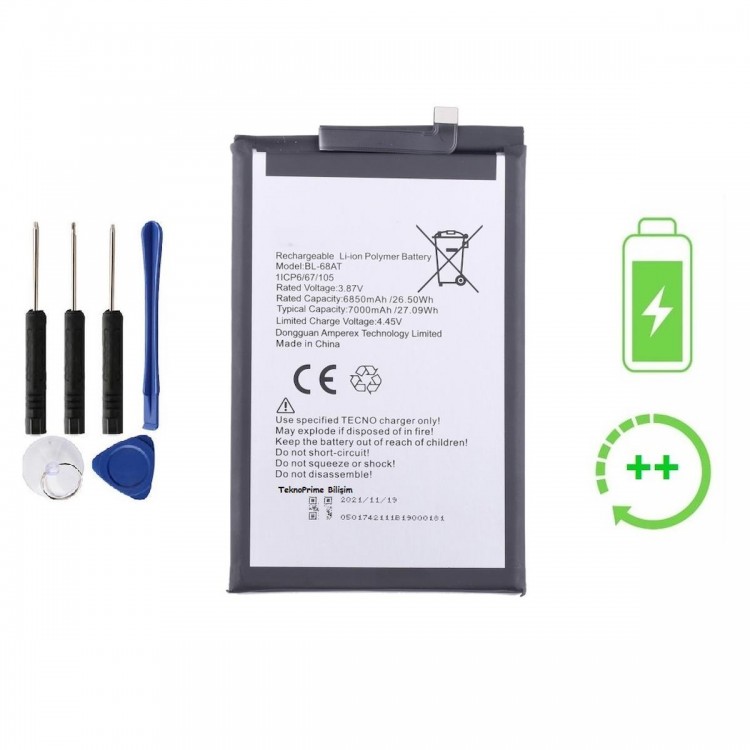 Tecno Pova 3 ile Uyumlu  Güclendirilmis İthal Pil Batarya  BL-68AT