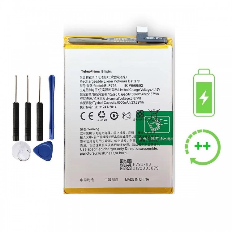 Realme C25s İle Uyumlu Güçlendirilmiş İthal Pil Batarya BLP793