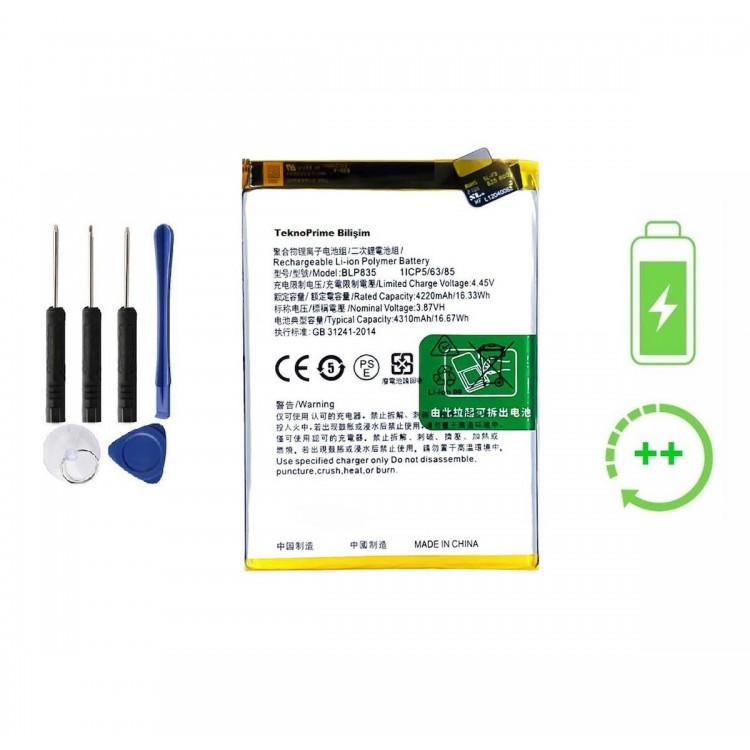 Oppo A94 İle Uyumlu Güçlendirilmiş İthal Pil Batarya BLP835 Oppo A94 İle Uyumlu Güçlendirilmiş İthal Pil Batarya BLP835