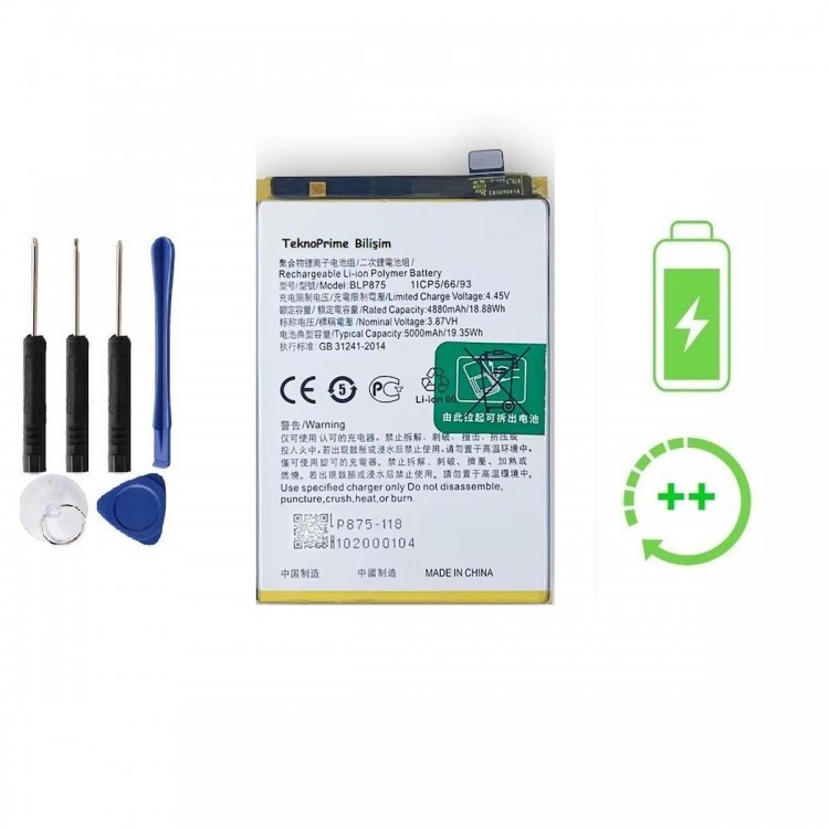 Realme C55 İle Uyumlu  Güclendirilmis İthal Pil Batarya BLP875