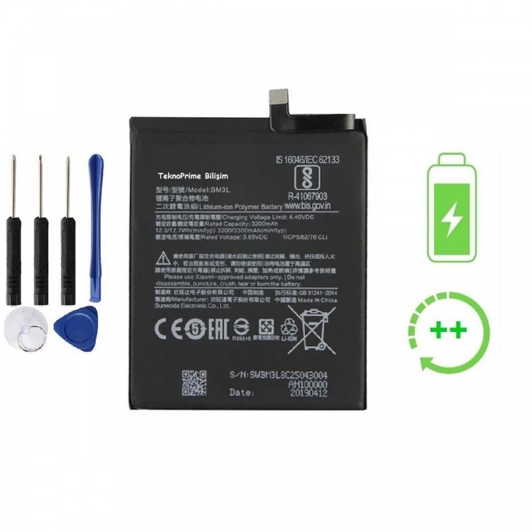 Xiaomi Mi 9 İle Uyumlu Güclendirilmis İthal Pil Batarya BM3L Xiaomi Mi 9 İle Uyumlu Güclendirilmis İthal Pil Batarya BM3L