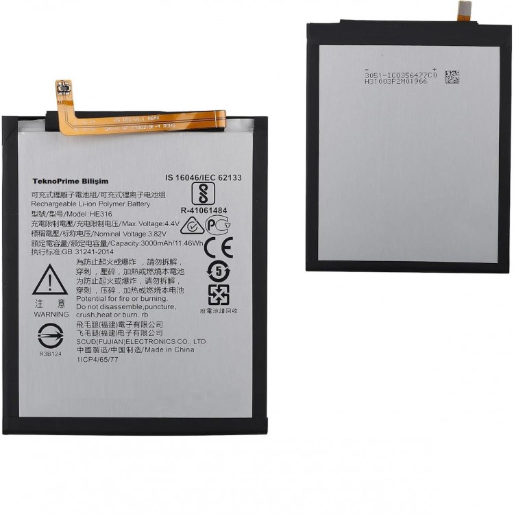 Nokia 6 ile Uyumlu İthal Pil Batarya HE316