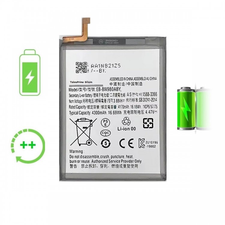 Samsung Galaxy Note 20 N980F ile Uyumlu Güclendirilmis İthal Pil Batarya