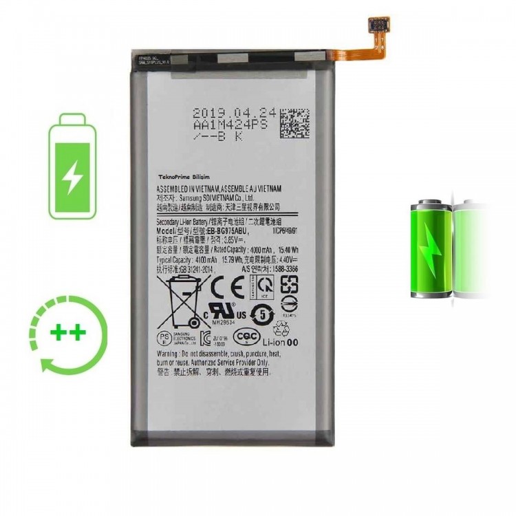 Samsung Galaxy S10 Plus G975F ile Uyumlu Güclendirilmis İthal Pil Batarya Samsung Galaxy S10 Plus G975F ile Uyumlu Güclendirilmis İthal Pil Batarya