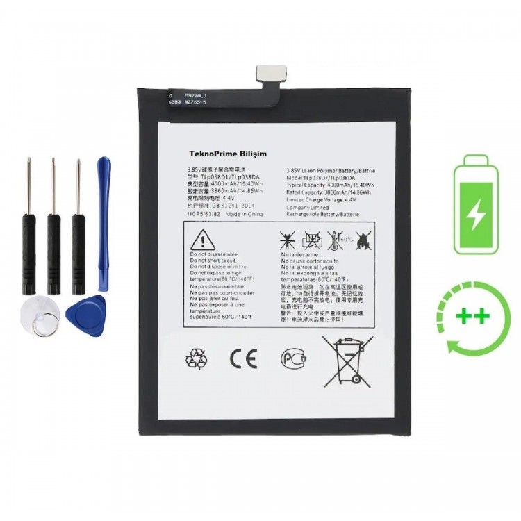 Tcl 10L İle Uyumlu Güçlendirilmiş İthal Pil Batarya T770H Tlp038d7 Tcl 10L İle Uyumlu Güçlendirilmiş İthal Pil Batarya T770H Tlp038d7