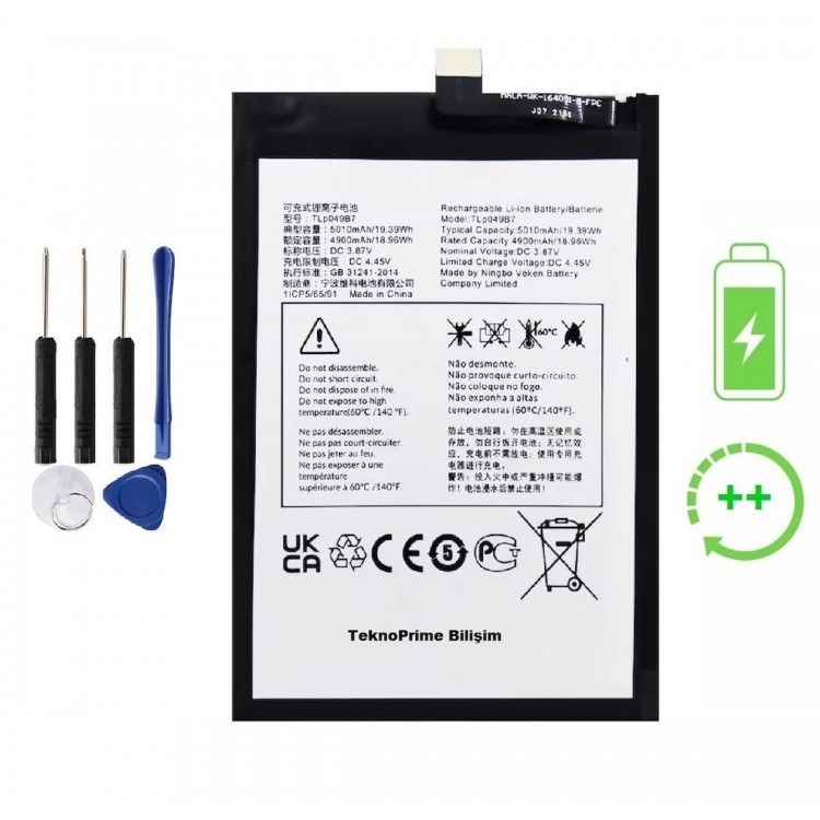 Tcl 30 Plus İle Uyumlu Güçlendirilmiş İthal Pil Batarya T676K Tlp049B7